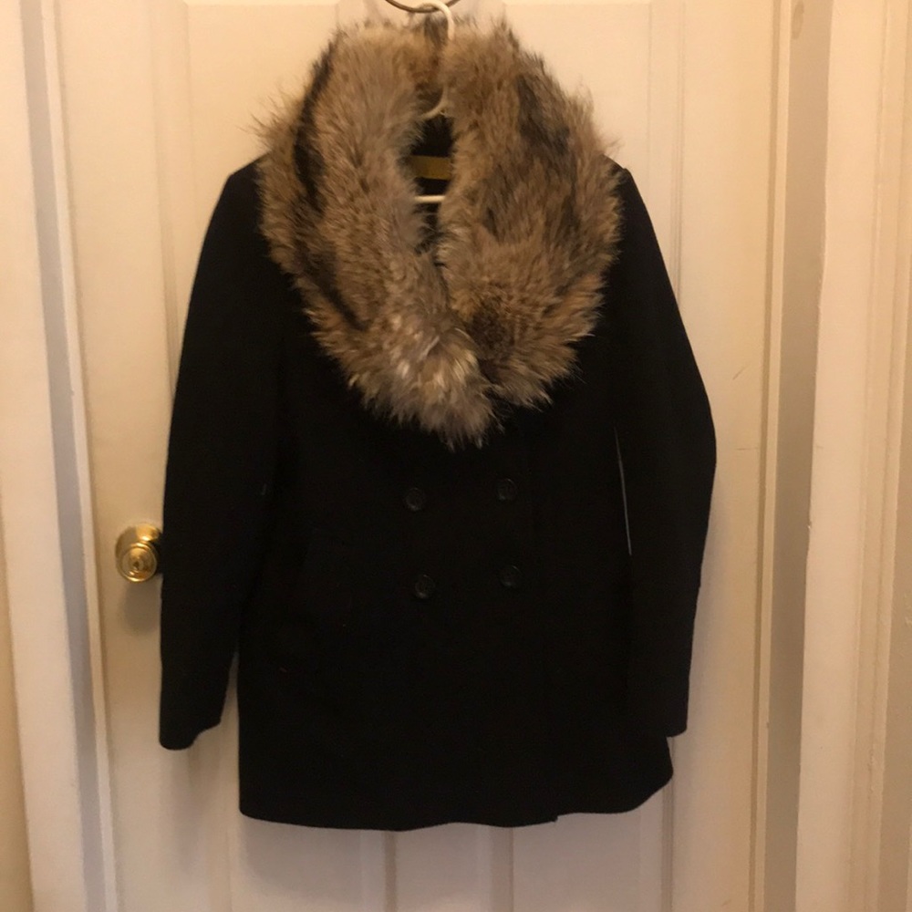 Nicole Miller Peacoat - Genuine Coyote Fur